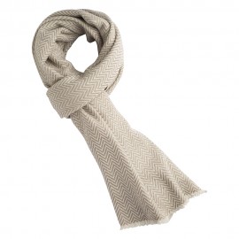 Sildebensmønstret halstørklæde i cashmere/uld