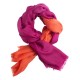 Tofarvet pashmina tørklæde i fuchsia og koralrød
