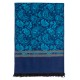 Tørklæde i børstet silke med blåt paisleymønster
