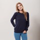 Marineblå silke/cashmere sweater med stribe
