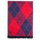Tørklæde i børstet silke med rød/blå harlekinmønster