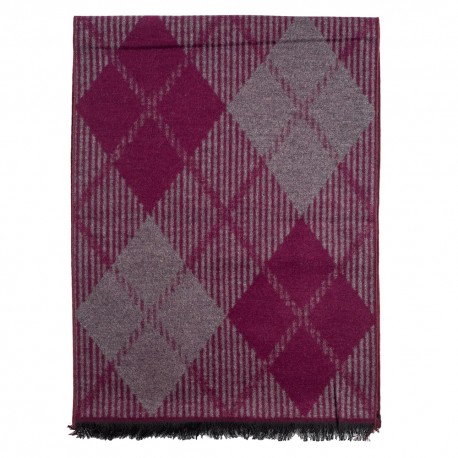 Tørklæde i børstet silke med rød/grå harlekinmønster