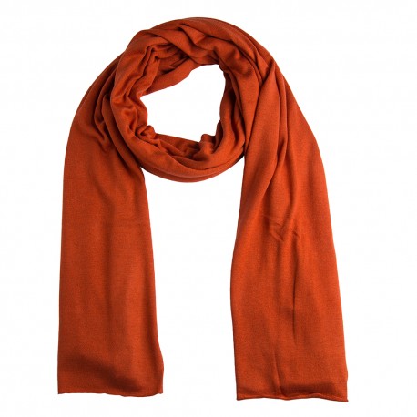 Orange sjal i silke/cashmere strik