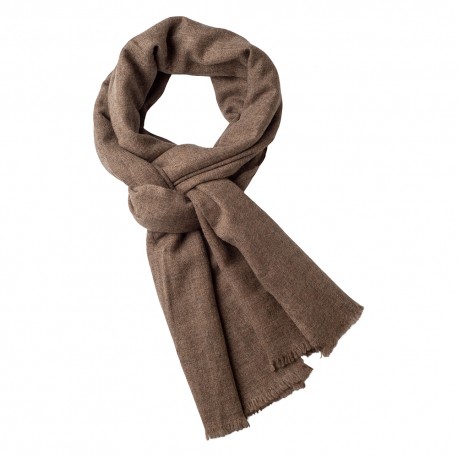 Tørklæde i naturbrun cashmere melange