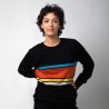Silke/cashmere bluse i råhvid og grå
