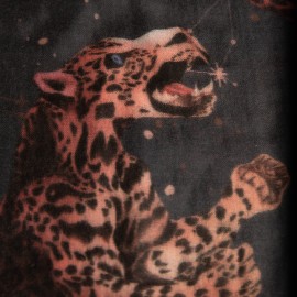 Cashmere sjal med leopard og stjerne print