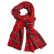 Rødt skotskternet sjal i cashmere og silke