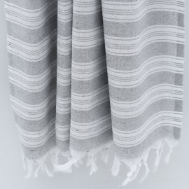 Lysegrå/hvid stribet hammam håndklæde