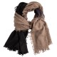 Cashmere tørklæde i naturbrun/sort