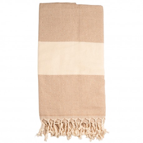 Lyserødt/beige badehåndklæde