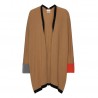 Camelfarvet kimono med detaljer i sort, grå og orange