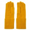 Karrygule strikhandsker i cashmere