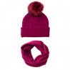 Blommefarvet hue med kvast og halsvarmer i cashmere