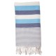 Stripet badehåndklæde i hvid og blå