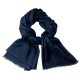 Navy jacquard vævet sjal i cashmere/silke