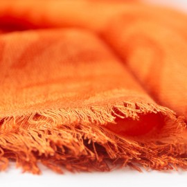Rust-orange jacquard vævet sjal i cashmere/silke