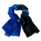 Tofarvet pashminasjal i sort og blå