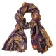Mørkeblåt cashmere sjal med paisleyprint