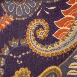 Mørkeblåt cashmere sjal med paisleyprint