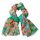 Cashmere sjal med print i lysegrøn, orange og pink