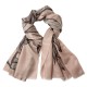 Beige cashmere sjal med gråt bladprint