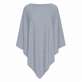 Lyseblå poncho i let silke/cashmere blanding