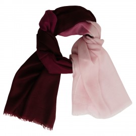 Tofarvet pashmina sjal i vinrød og rosa