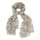 Gråt uldtørklæde med blomstermønster