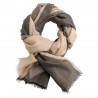 Cashmere/silke sjal i beige, grå og sort