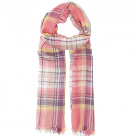 Pink ternet tørklæde i lambswool/silke